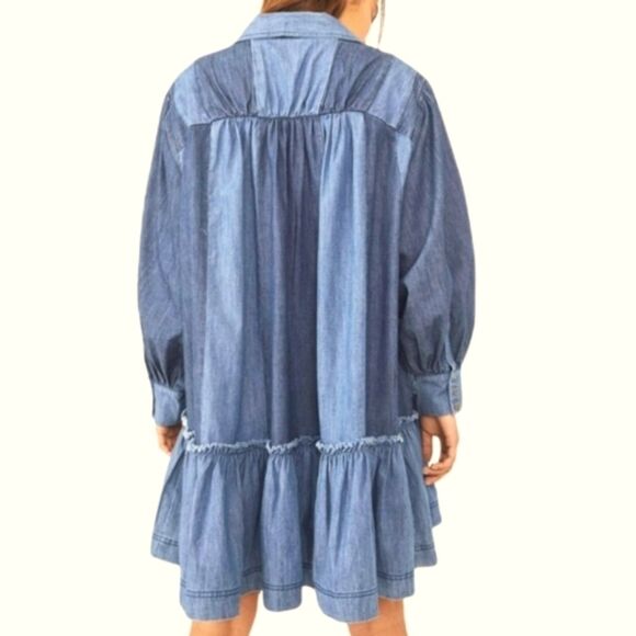 FREE PEOPLE Sun Burst Denim‎ Mini Dress Size XSMALL - Picture 2 of 16